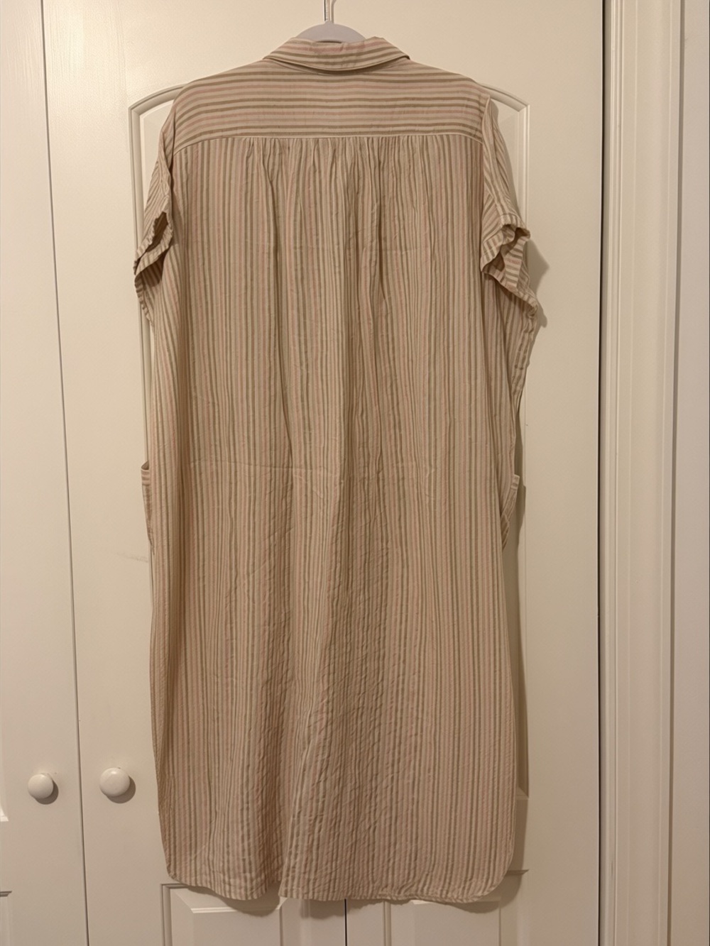 Easel Oversized, Striped Button-Down Midi Shirt Dress - Picture 3 of 4
